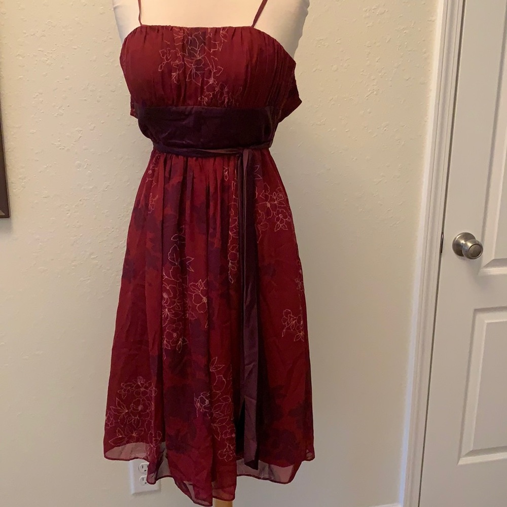 NWT Max and Cleo Burgundy plum floral strapless dress dress size 6